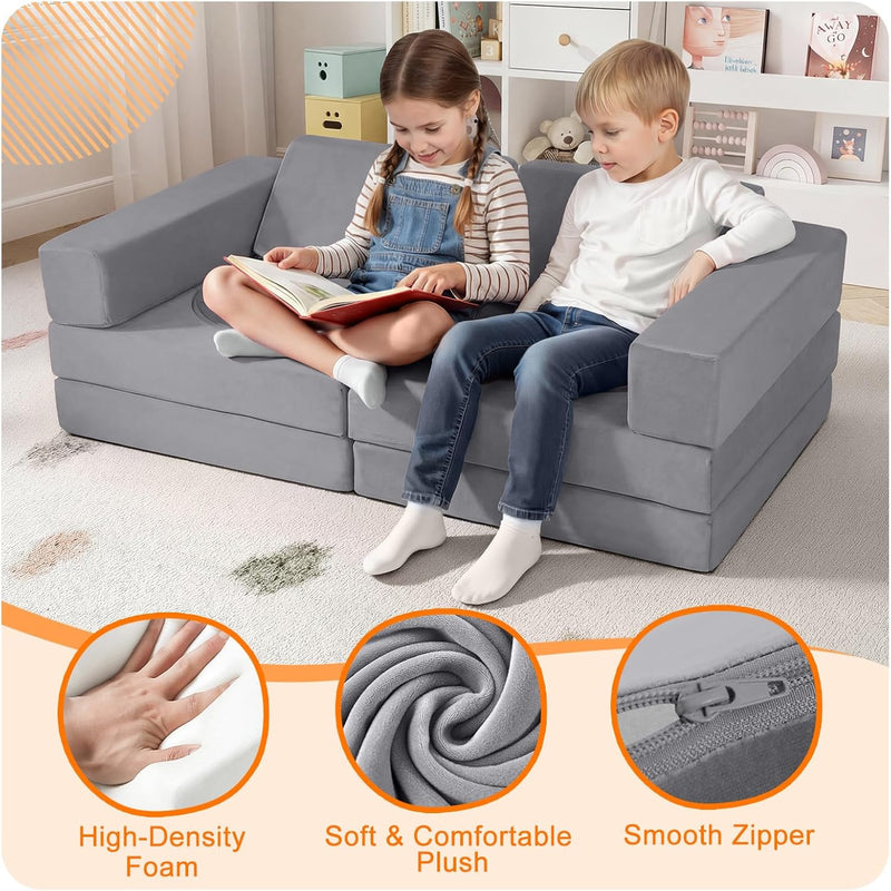 10-Piece Kids Play Sofa Modular Glow Couch Dinosaur