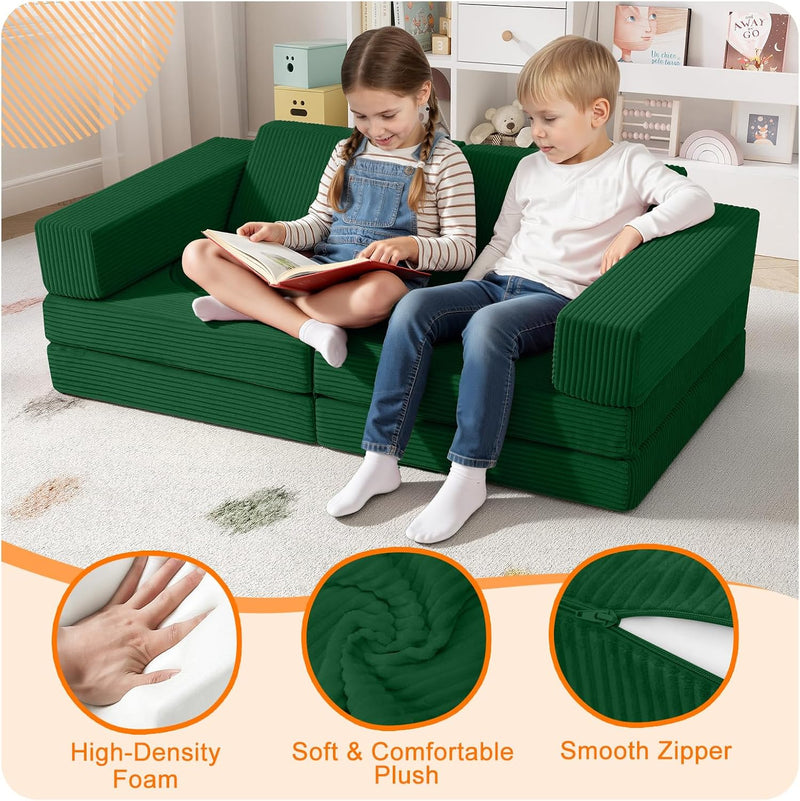 10-Piece Kids Play Sofa Modular Glow Couch Dinosaur