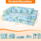 10-Piece Kids Play Sofa Modular Glow Couch Dinosaur