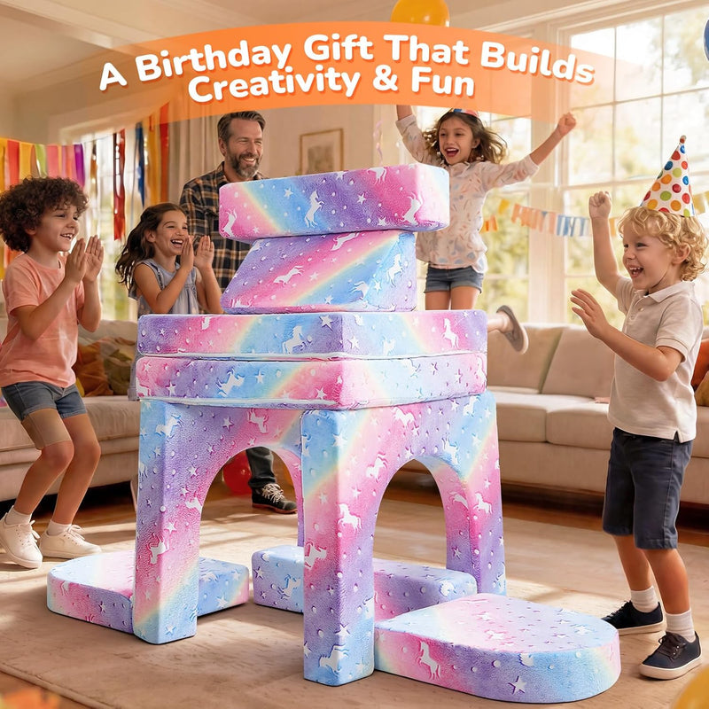 10-Piece Kids Play Sofa Modular Glow Couch Dinosaur