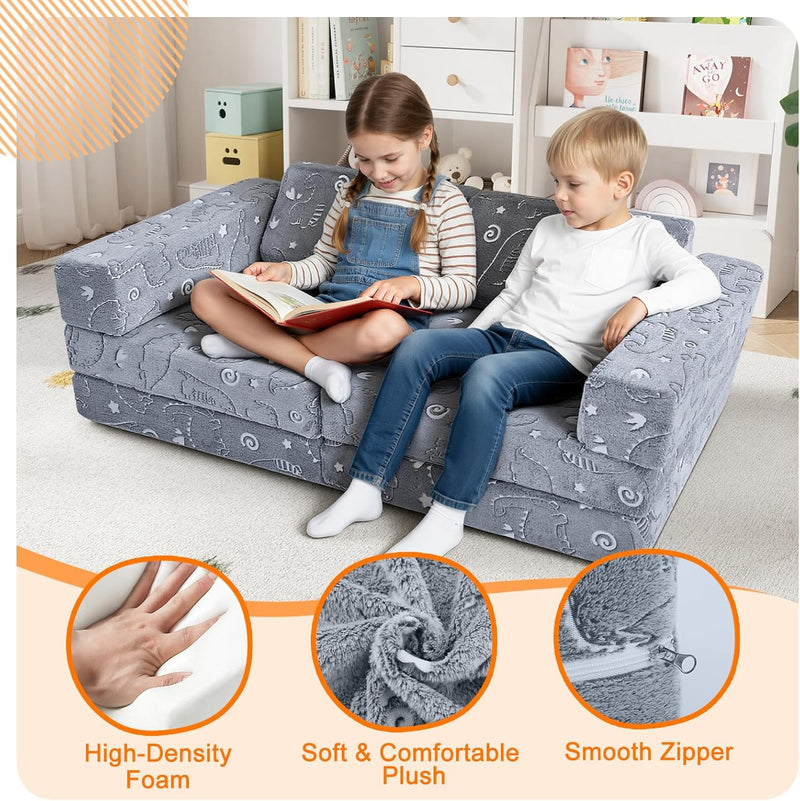 10-Piece Kids Play Sofa Modular Glow Couch Dinosaur