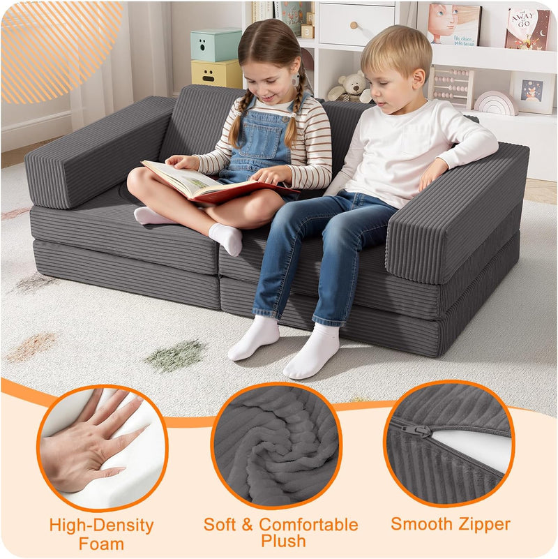 10-Piece Kids Play Sofa Modular Glow Couch Dinosaur