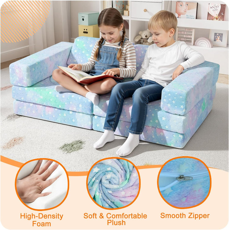 10-Piece Kids Play Sofa Modular Glow Couch Dinosaur