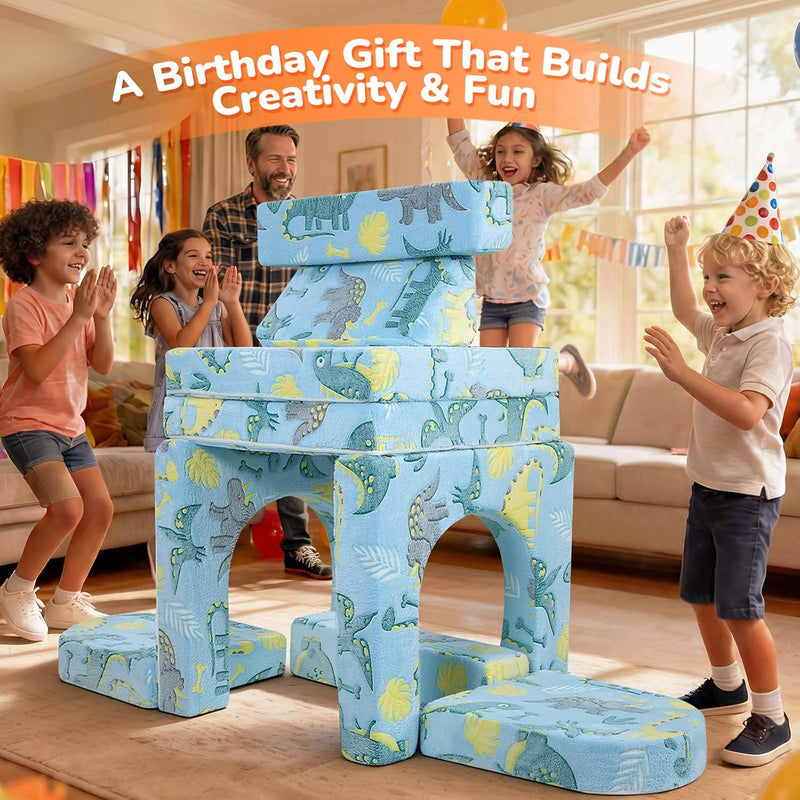 10-Piece Kids Play Sofa Modular Glow Couch Dinosaur