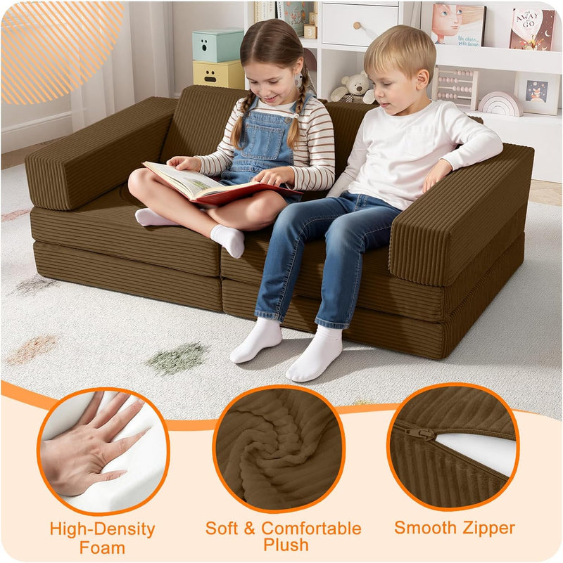 10-Piece Kids Play Sofa Modular Glow Couch Dinosaur