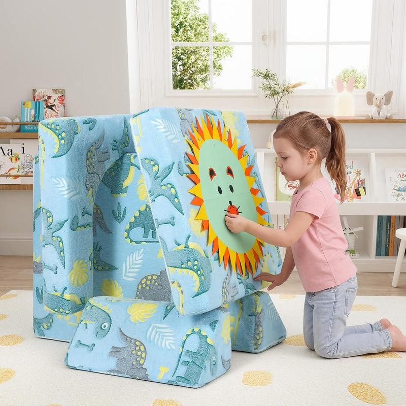 10-Piece Kids Play Sofa Modular Glow Couch Dinosaur