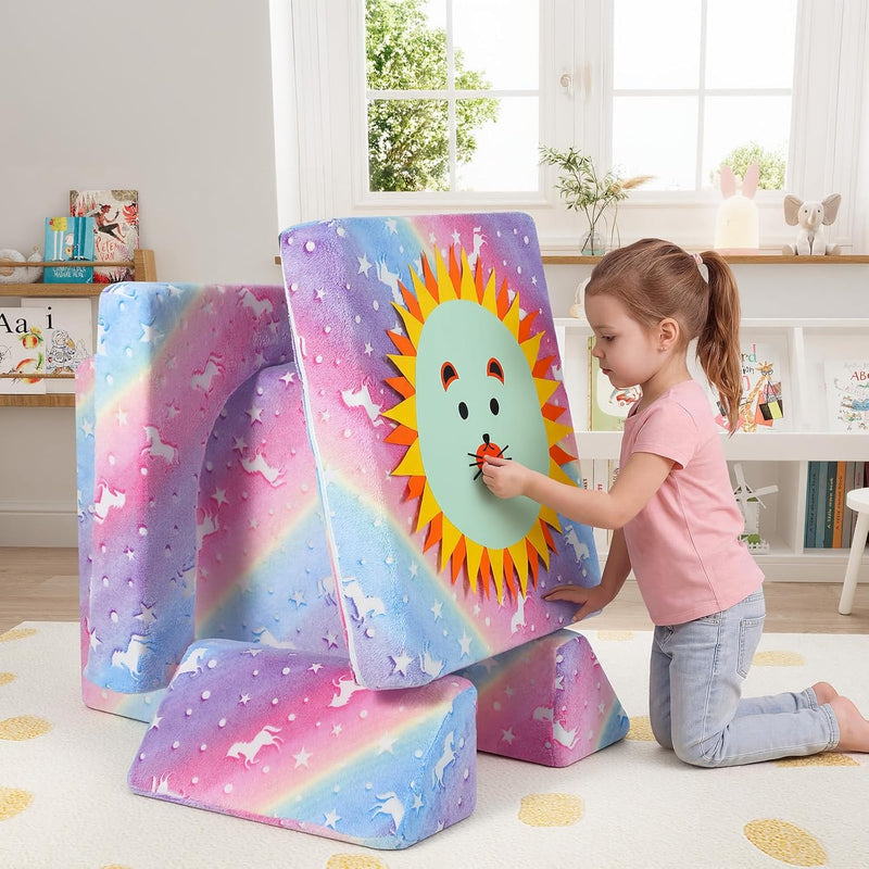 10-Piece Kids Play Sofa Modular Glow Couch Dinosaur