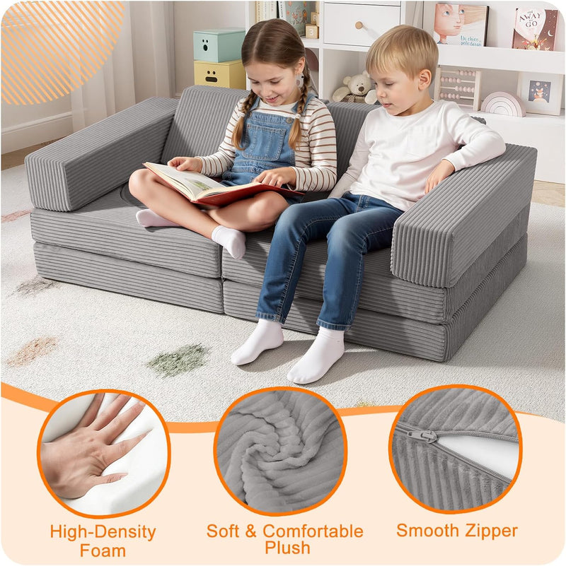 10-Piece Kids Play Sofa Modular Glow Couch Dinosaur