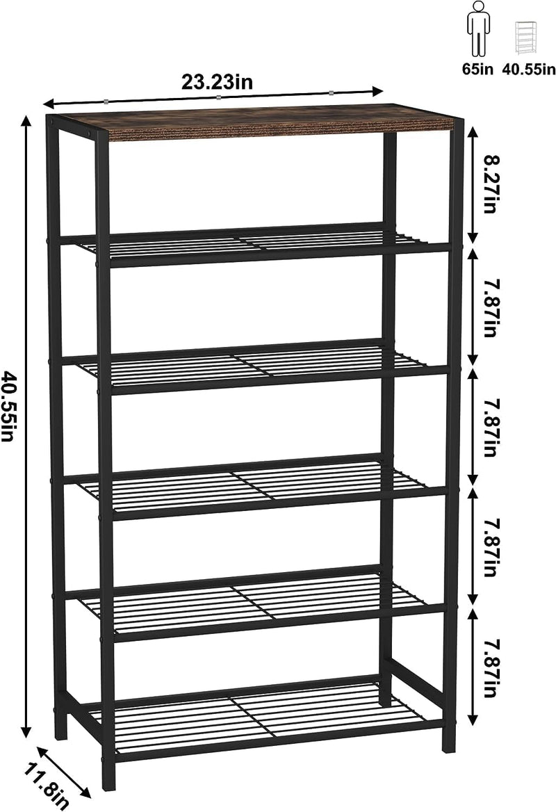 10-Tier Industrial Shoe Rack Organiser for 36-40 Pairs