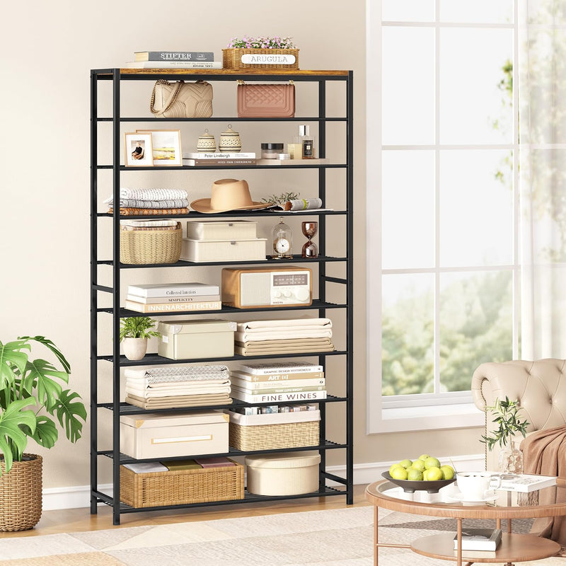 10-Tier Industrial Shoe Rack Organiser for 36-40 Pairs