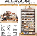 10-Tier Industrial Shoe Rack Organiser for 36-40 Pairs