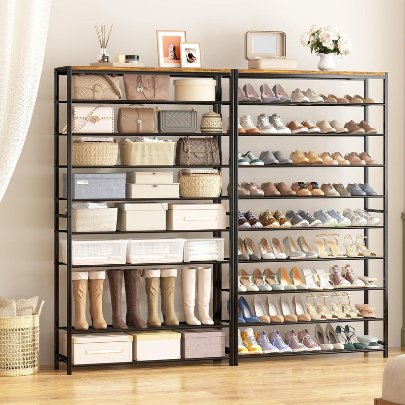 10-Tier Industrial Shoe Rack Organiser for 36-40 Pairs