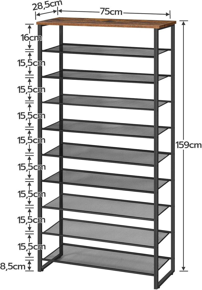 10-Tier Shoe Rack Large Capacity Storage Organiser Unit