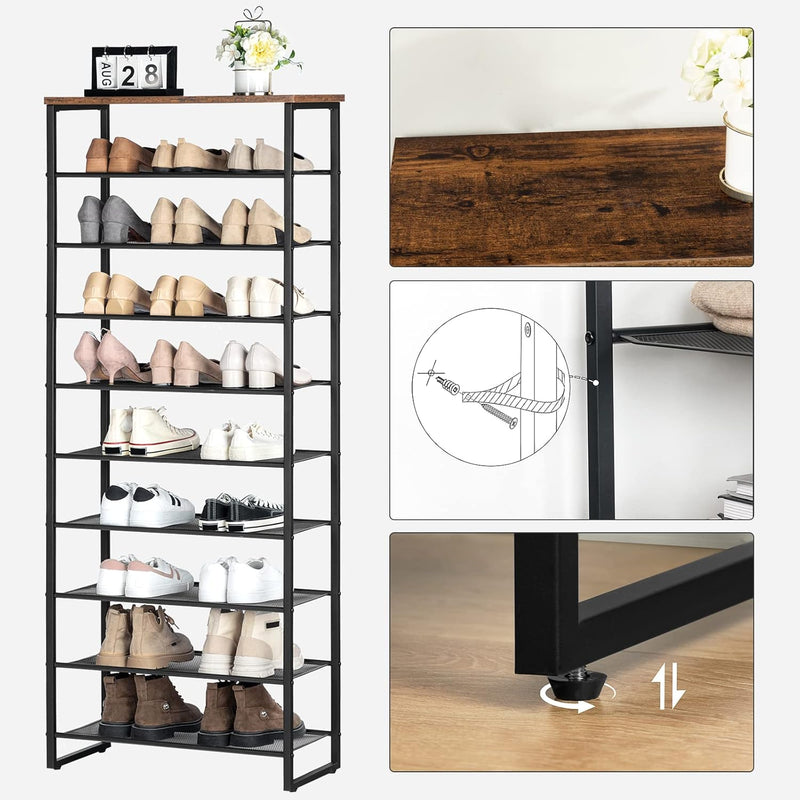 10-Tier Shoe Rack Large Capacity Storage Organiser Unit