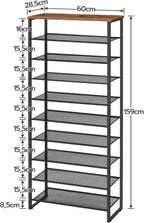 10-Tier Shoe Rack Large Capacity Storage Organiser Unit