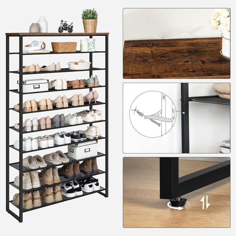10-Tier Shoe Rack Large Capacity Storage Organiser Unit