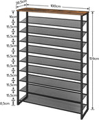 10-Tier Shoe Rack Large Capacity Storage Organiser Unit