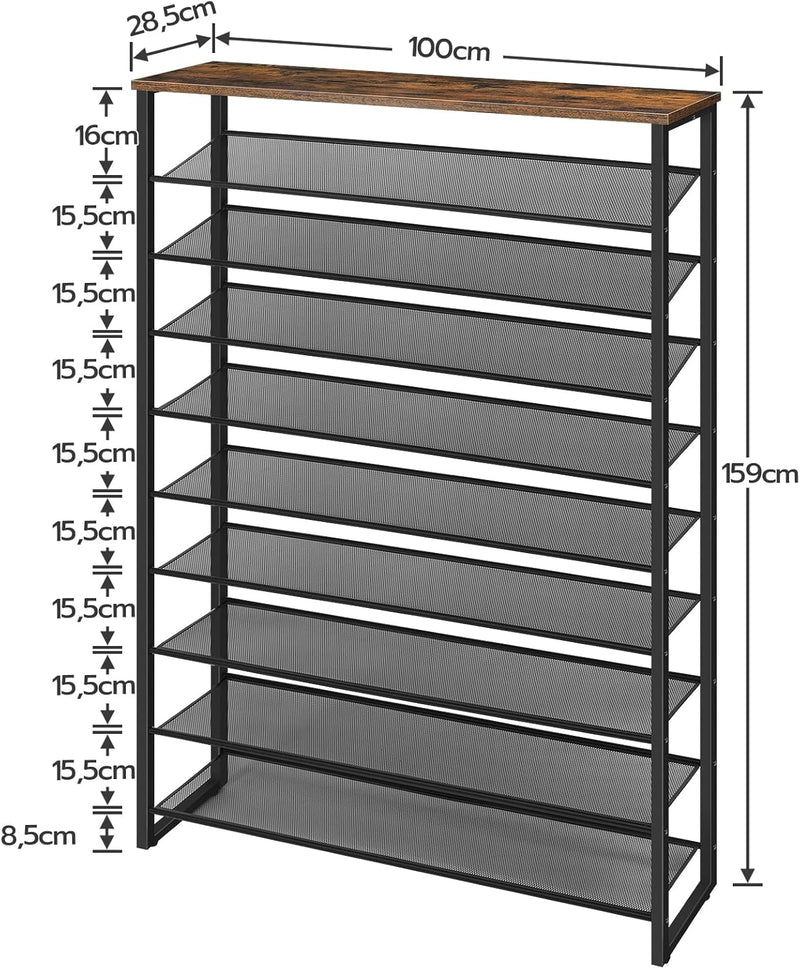 10-Tier Shoe Rack Large Capacity Storage Organiser Unit