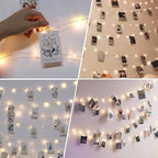 100 LED Battery Fairy Lights W Photo Pegs