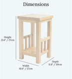 100% Oak End Table Slim Side for Drinks