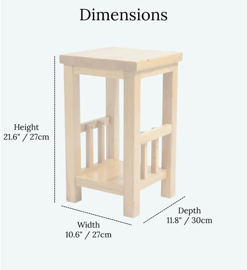100% Oak End Table Slim Side for Drinks