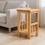 100% Oak End Table Slim Side for Drinks