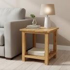 100% Oak End Table Slim Side for Drinks