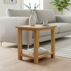 100% Oak End Table Slim Side for Drinks