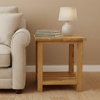 100% Oak End Table Slim Side for Drinks