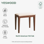 100% Oak Solid Wood Dressing Stool Vanity Dining