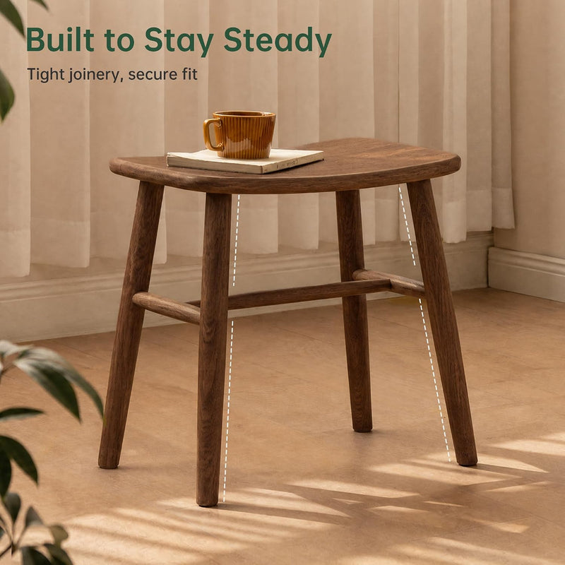 100% Oak Solid Wood Dressing Stool with Curved