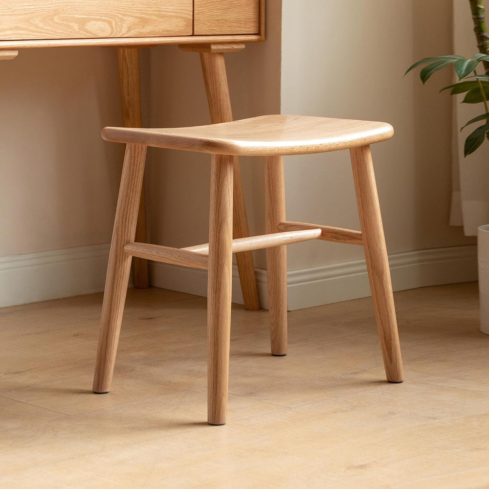 100% Oak Solid Wood Dressing Stool with Curved