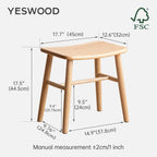 100% Oak Solid Wood Dressing Stool with Curved