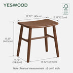 100% Oak Solid Wood Dressing Stool with Curved