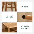 100% Oak Solid Wood Dressing Stool with Curved