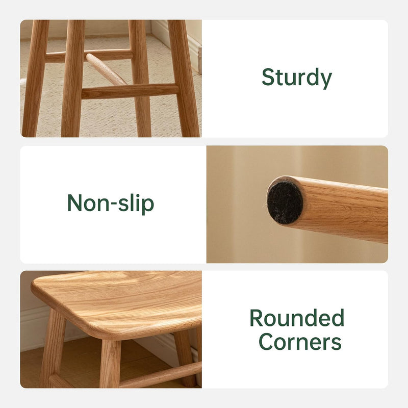 100% Oak Solid Wood Dressing Stool with Curved