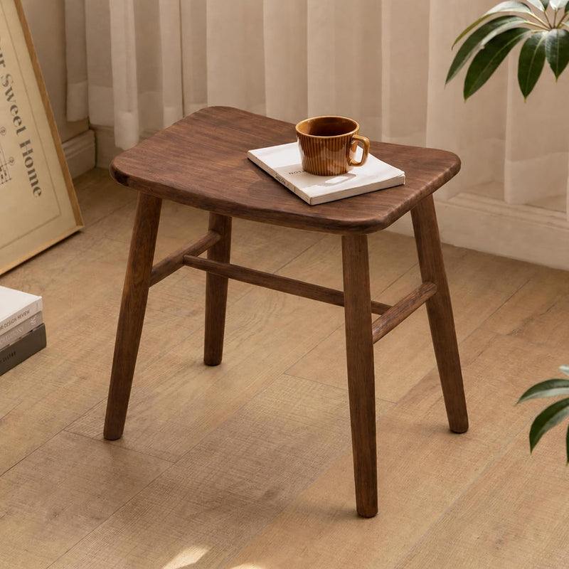 100% Oak Solid Wood Dressing Stool with Curved