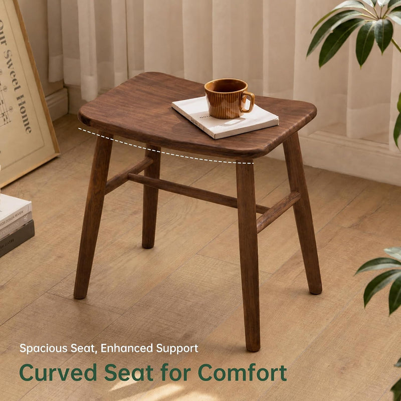 100% Oak Solid Wood Dressing Stool with Curved
