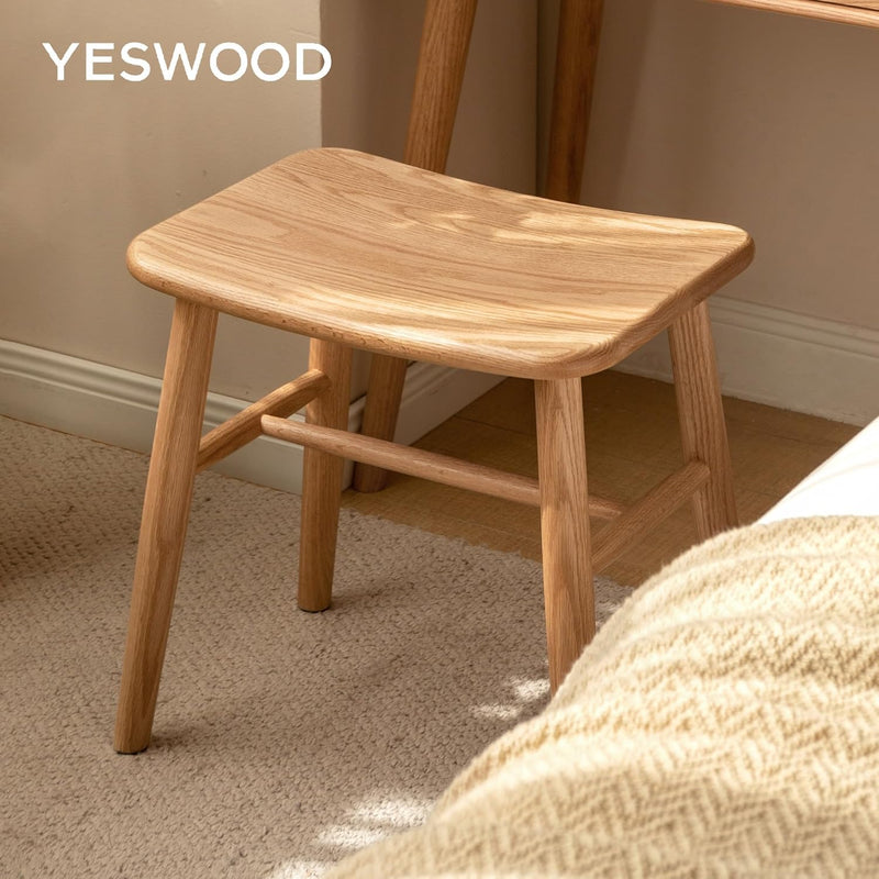 100% Oak Solid Wood Dressing Stool with Curved