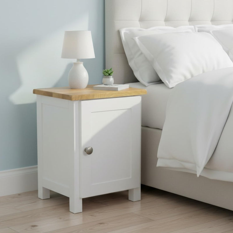 100% Oak Top Bedside Cabinet 1 Door Fully