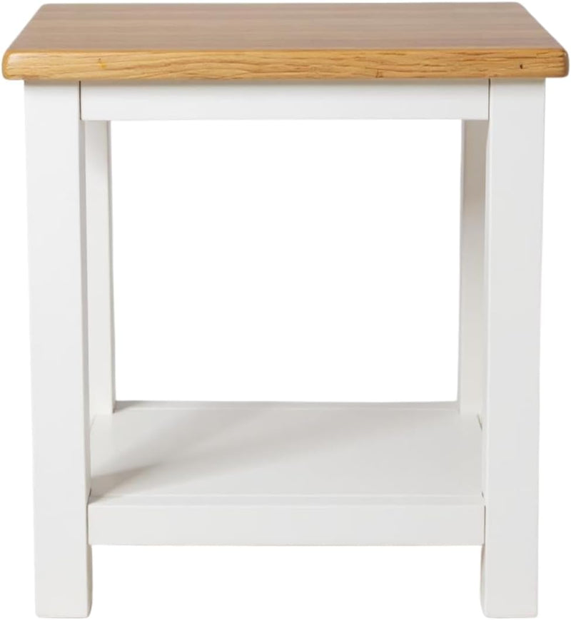 100% Oak Top Side Table Painted End Nightstand (Set of 2)