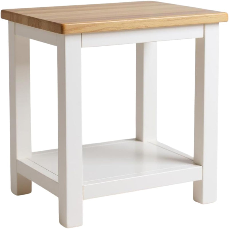 100% Oak Top Side Table Painted End Nightstand (Set of 2)