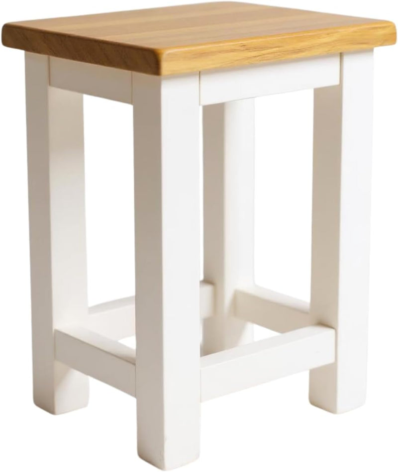 100% Oak Top Side Table Painted End Nightstand (Set of 2)