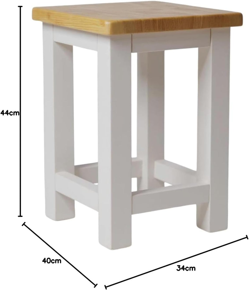 100% Oak Top Side Table Painted End Nightstand (Set of 2)