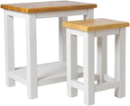 100% Oak Top Side Table Painted End Nightstand (Set of 2)