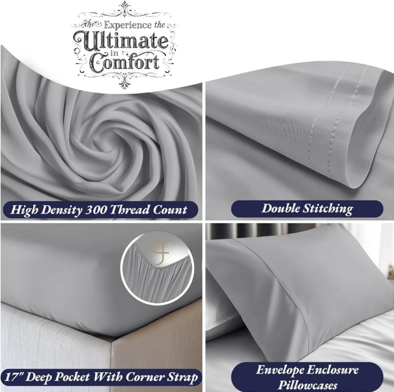 100% Organic Bamboo Bedding Set 300tc Luxurious Sateen