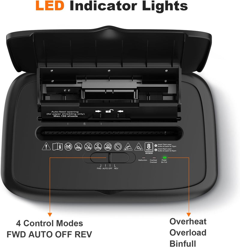 100-Sheet Auto-Feed Micro-Cut Heavy Duty Shredder for Home