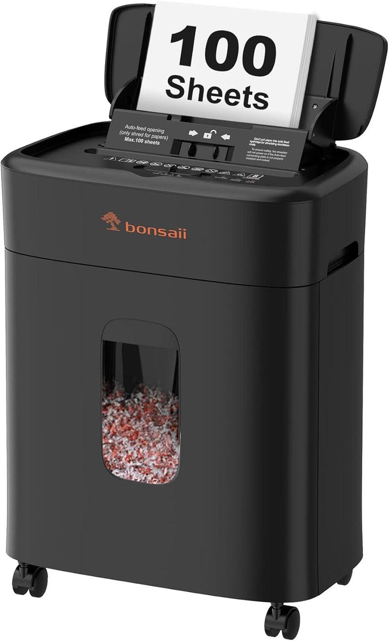 100-Sheet Auto-Feed Micro-Cut Heavy Duty Shredder for Home