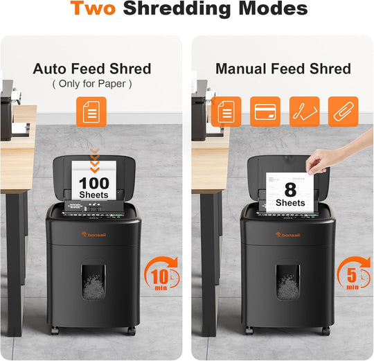 100-Sheet Auto-Feed Micro-Cut Heavy Duty Shredder for Home