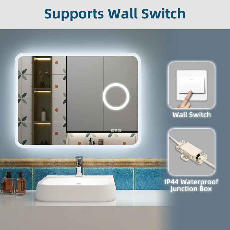 1000x700MM Bluetooth LED-Bathroom-Mirror-With-Lights for Wall